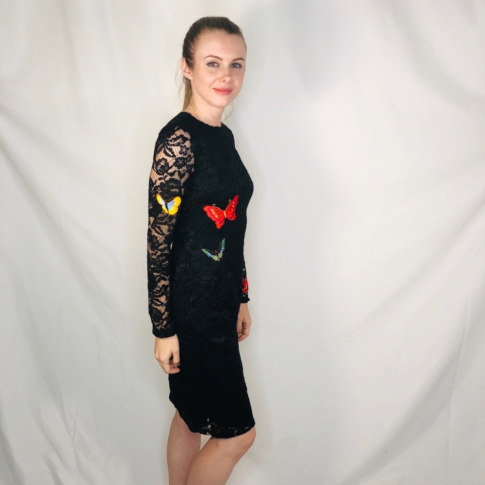 Nicole Miller Black Lace Butterfly Dress 0878 - Picture 8 of 8